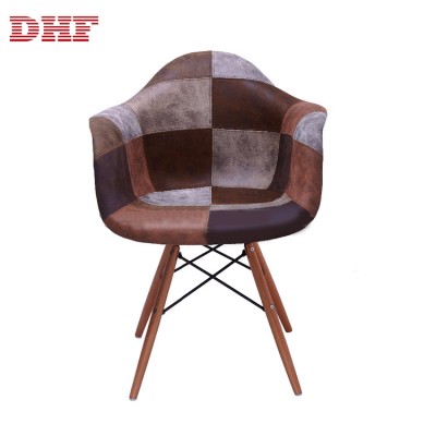 Multicolor New Style Upholstered Patchwork Dining Chair Velvet Fabric With Armrest