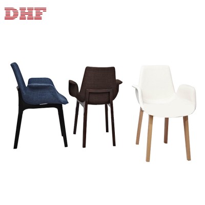 DHF Kitchen Room Wooden Legs Velvet Dining Chairs Upholstered Modern Fabric